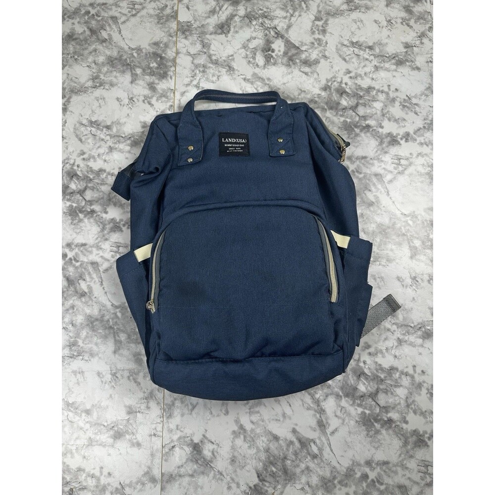 Land USA Mommy & Baby Diaper Bag Backpack Navy Blue Large Capacity Insulated